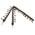 Detail of ethnic style shoulder strap featuring colorful beads and gold metal clasps - Striped Beads (80cm) / Gold Buckle / Black