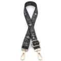 Detalle de la correa de repuesto floral con hebilla ajustable y cierres dorados finos - No.8 Estampado Pequeñas Flores Negro