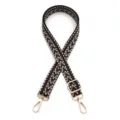 Detailed view of an adjustable woven shoulder strap featuring a brown chevron pattern and gold clasps - Silver Buckle / Black Deep Gray (Style 3)