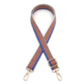 Bandoulière tissée réglable avec motif géométrique orange-bleu et mousquetons dorés - Orange Bleu (N° 10)