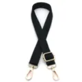 Detailansicht von 2,5 cm schwarzem gewebtem Taschenriemen mit Goldhaken - Goldschnalle / Schwarz