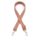 Detailed view of the woven chevron pattern shoulder strap with gold-toned metal adjustment buckle - Orange Khaki (Style 7)
