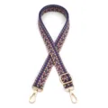 Detailed macro view of bohemian chevron pattern bag strap with gold lobster clasps - Pink Purple (Style 10)