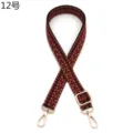 Adjustable woven bag strap with burgundy chevron pattern and gold metal hardware - Wine Red (Style 12)