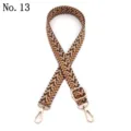 Adjustable ethnic zigzag patterned bag strap with golden metal swivel hooks detail - Silver Buckle / Khaki Deep Gray (Style 13)