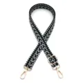 Close-up detail of an adjustable woven bag strap featuring green geometric patterns - Black Green (Style 17)