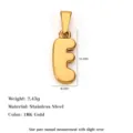 Ciondolo alfabeto lettera E in acciaio inossidabile placcato oro 18K per gioielli fai da te - Lettera E