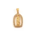 Pendentif Vierge Marie vintage en acier inoxydable plaqué or 18k avec cadre ovale strass - Style Ovale Vierge Marie (DZ24) / Acier