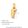 Ciondolo lettera F in acciaio inossidabile placcato oro 18K finitura a specchio - Lettera F