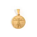 Premium 18K gold plated stainless steel Vitruvian Man medallion pendant charm - Vitruvian Man (DZ41) / Gold