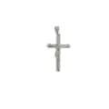 Ciondolo a croce in acciaio inossidabile argento lucido con rilievo dettagliato di Gesù - Stile Croce Crocefisso Argento (14-S)