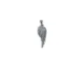 Elegante ciondolo ad ala d'angelo in acciaio inox argento con motivo a rosa unico - Stile Rosa Ala Argento (15-S)
