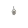 Ciondolo Mano di Fatima in argento con zirconi e dettaglio malocchio. - Stile Mano di Fatima Argento (16-S)