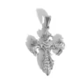 Vintage silver-tone stainless steel cross pendant with intricate gothic carvings and textures - Cross Style / Steel