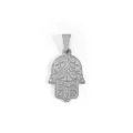 Intricate silver stainless steel Hamsa Hand pendant with decorative swirls for jewelry - Hamsa Hand (DZ44) / Steel