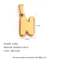 Ciondolo lettera N in acciaio inossidabile placcato oro 18K per creazione di gioielli - Lettera N