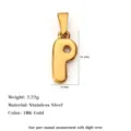Ciondolo lettera P in acciaio inossidabile placcato oro 18K per gioielli - Lettera P