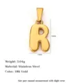 Ciondolo lettera R in acciaio inossidabile placcato oro per accessori gioielli fai da te - Lettera R