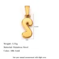 Pendente iniziale lettera S in acciaio inossidabile placcato oro 18K con dimensioni - Taglia S