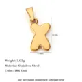 Ciondolo iniziale lettera X in acciaio inossidabile placcato oro 18K per gioielli - Lettera X