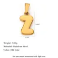 Ciondolo lettera Z in acciaio inossidabile placcato oro 18 carati per gioielli DIY - Lettera Z