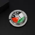 Close-up detail of a foldable metal table bag hook with a Free Palestine flag motif - FREE Palestine Slogan Style