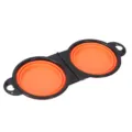 Double gamelle pliable pour animal en silicone noir et orange, idéale pour le voyage en plein air. - Orange