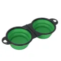 Doppia ciotola pieghevole portatile per animali in verde e nero, design compatto per viaggi. - Verde / Corpo della ciotola in silicone