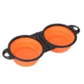 Ciotola pieghevole doppia per animali domestici, ciotola in silicone per viaggi all'aperto. - Arancione / Corpo della ciotola in silicone