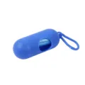 Dispensador portátil azul de bolsas para excrementos de mascotas con bolsas y gancho de paseo. - Azul zafiro