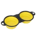Ciotola doppia pieghevole portatile per cani da viaggio al aperto accessori giallo - Giallo