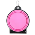 Ciotola pieghevole portatile in silicone rosa per animali domestici con moschettino campeggio. - 1000ml Silicone / Rosa