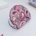 Vintage Bohemian Paisley-Muster faltbarer Make-up-Spiegel tragbarer runder Taschenspiegel - 6.1x7.4x1.0cm / Halbkreis Muster 3