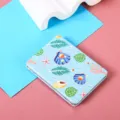 Tragbarer kompakter Make-up-Spiegel aus Leder mit Meeresmotiven und Muschelmuster - 8.4*5.9cm / Starfish shellfish