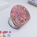 Tragbarer halbrunder Klappspiegel mit stilvollem Vintage-Paisley-Muster und PU-Hülle - 6.1x7.4x1.0cm / Halbkreis Muster 4