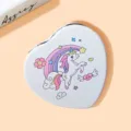 Detail van een draagbare hartvormige make-upspiegel met cartoon eenhoorn illustratie - 7.4*7.1*1.0cm / Eenhoorn 4 (Lichtpaars)