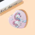 Detailed view of a pink heart-shaped pocket mirror with a cute unicorn illustration. - 7.4*7.1*1.0cm / Unicorn 1 (Pink)