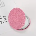 Specchio da trucco rotondo pieghevole portatile con elegante finitura glitter rosa - Diametro 60mm / Rosa
