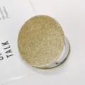 Draagbare ronde compacte make-upspiegel met glanzende gouden glitterhoes - Champagne