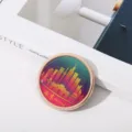 Imán de nevera circular recuerdo de Nanjing con una ilustración colorida del horizonte - Lugar Emblemático de Nanjing (Estilo 15) / 50,8mm