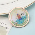 Imán de nevera decorativo de viaje de Hangzhou con pagoda tradicional y diseño de grulla - Pagoda Leifeng de Hangzhou (Estilo 13) / 50,8mm