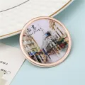 Imán de nevera de recuerdo con vista de la ciudad de Nanjing en marco de metal oro rosa - Estilo Pintado de Nanjing (17#) / 50,8mm
