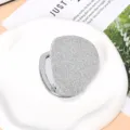 Portable heart-shaped mini foldable makeup mirror with a sparkling silver glitter finish - Heart Shaped / OPP Bag Packaging / Silver