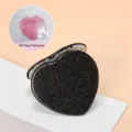 Portable heart-shaped folding double-sided makeup mirror with a dark glitter finish - Black love silver inner frame+opp bag