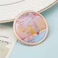 Imán circular premium para nevera de Hong Kong con elegante borde de metal oro rosa - Estilo de Acuarela de Hong Kong (29#) / 50,8mm