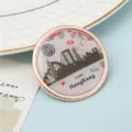 Imán de nevera de recuerdo con el horizonte de Hong Kong y diseño de motivo de beso - Estilo de Tinta de Hong Kong (30#) / 50,8mm