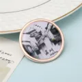 Imán de nevera redondo de metal con diseño de pintura de tinta tradicional de Suzhou - Estilo de Lavado de Tinta de Suzhou (23#) / 50,8mm