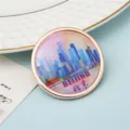 Imán de nevera de recuerdo de viaje de Pekín con ilustración de paisaje urbano pro - Estilo de Ilustración de Pekín (12#) / 50,8mm
