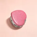 Pink glitter heart-shaped compact mirror, portable folding double-sided makeup tool - Heart-Shaped with Silver Inner Frame / Pink (Glitter)