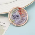 Imán de nevera redondo de oro rosa con ilustración del jardín de Suzhou - Estilo Pastel de Suzhou (20#) / 50,8mm